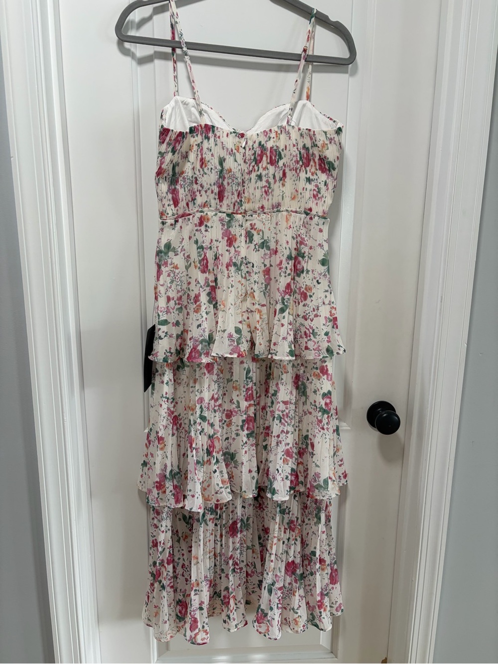 Lulus‎ Cascading Crush NWT size S Ivory Floral Print Tiered Bustier Midi Dress - Picture 10 of 11